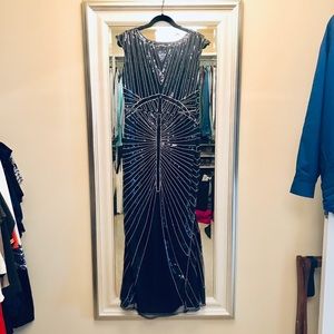 Navy beaded formal evening gown wedding/gala/prom